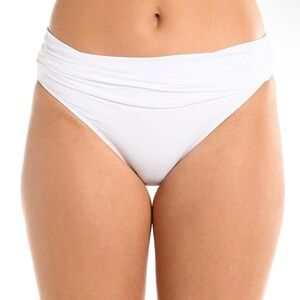 Island Goddess Shirred Band Hipster Swim Bottom - White NWT - Size 4
